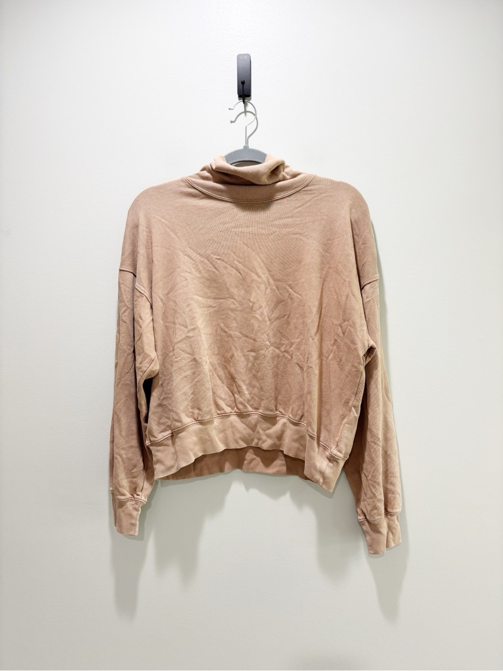 J. Crew Magic Rinse Turtleneck Sweatshirt Cotton Long Sleeve Size Small Tan